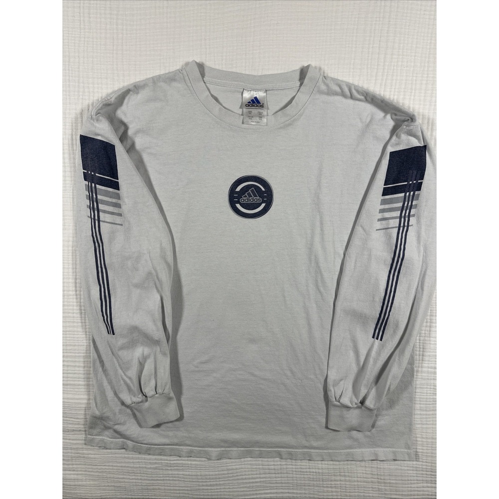 Vintage 90's Adidas Made In USA Long Sleeve T-Shirt 2XL Y2K Faded Three Stripes